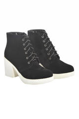 Monochrome Velvet Effect Ankle Boots